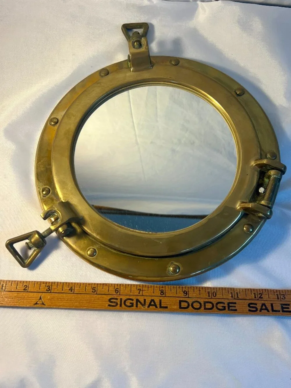 Brass Ship Porthole Mirror Nautical Maritime Hinged Wall Decor - B4